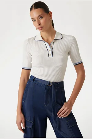 Guess Thalia Short Sleeve White Polo Shirtlarge