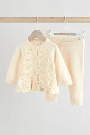 Next 100% Cotton Frill Knitted Bow Baby Cardigan Set (0mths-3yrs)7480cm