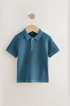 Next Button Neck Knitted 100% Cotton Polo Shirt (3mths-7yrs)8692cm