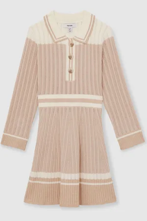 Reiss Colette Rib-Knit Pointelle Flared Dress158164cm