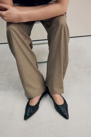 Next Signature Premium Leather Point Toe Ruched Ballerinaseu40
