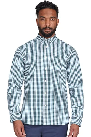 Raging Bull Green 100% Cotton Long Sleeve Classic Gingham ShirtS