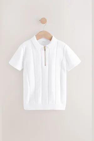 Next Knitted Zip Neck Polo Shirt (3-16yrs)122128cm
