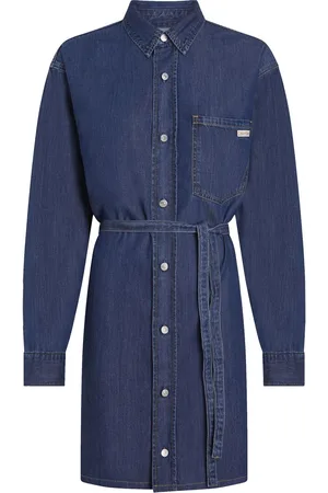 Calvin Klein Lyocell Belted Denim Shirt DressL