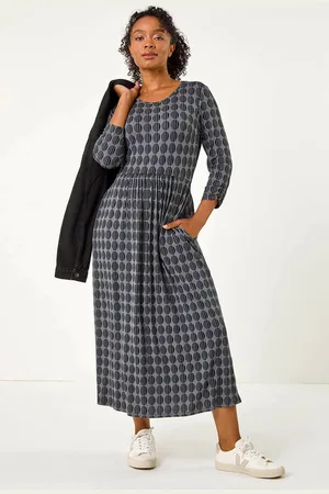 Roman Petite Geometric Spot Midi Dress44