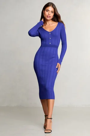 Lipsy London Knitted Cable Ribbed Detail Bodycon Midi Dress38