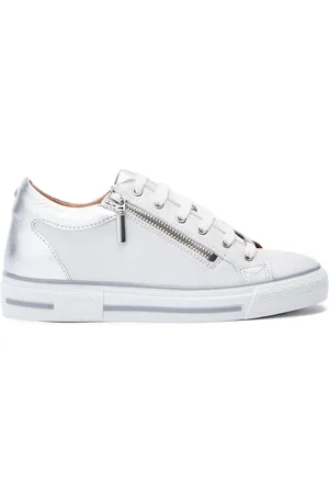 Moda In Pelle White Bramleigh Hidden Wedge Leather Trainers With Side Zip DetailEU 40 (UK 7)