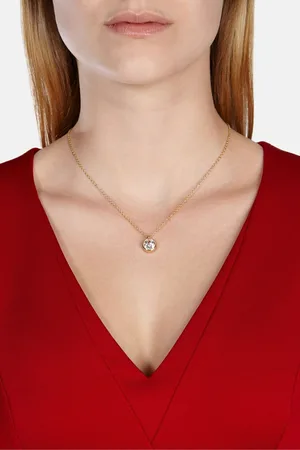 Karen Millen Silver Tone Crystal Dot Pendant NecklaceEén