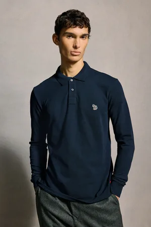 Paul Smith 100% Cotton Zebra Logo Long Sleeve Polo ShirtS