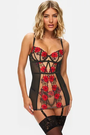 Ann Summers Caged Rose Floral Print Embroidery Non Pad Cami Suspenders46 B-C