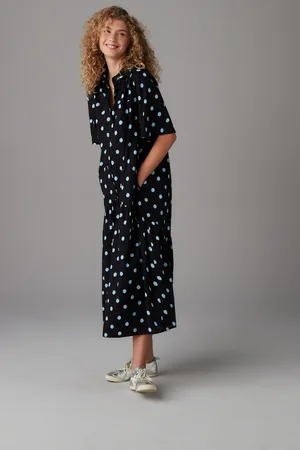 Next Short Sleeve Drop Waist 100% Cotton Maxi Shirt Dress46 Tall