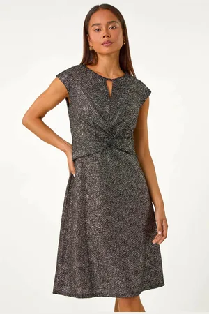 Roman Petite Shimmer Knot Waist Keyhole Dress46