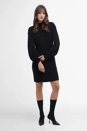 Barbour 100% Cotton Franchesca Funnel Neck Ribbed Knit Dress46