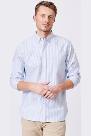Aubin Blue Stripe Alder Oxford 100% Cotton Shirt2X-Large