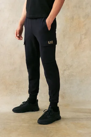 EA7 Emporio Armani Black/Gold Core ID Cargo Utility 100% Cotton JoggersXXL