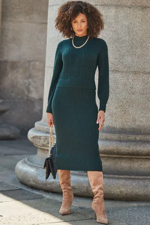 Sosandar Two Part Cable Knit Midi Dress42