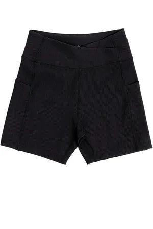 Danskin Ribbed High Waist V-Shape Waistband Black Shorts8