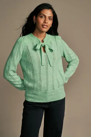 Laura Ashley Pointelle Tie Neck Reversible JumperM