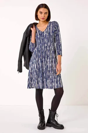 Roman Tie Dye Button Detail V-Neck Dress44