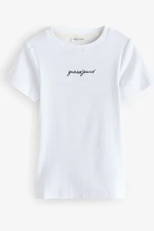Guess Slim Fit 100% Cotton Ribbed Logo Cropped Baby T-ShirtXS