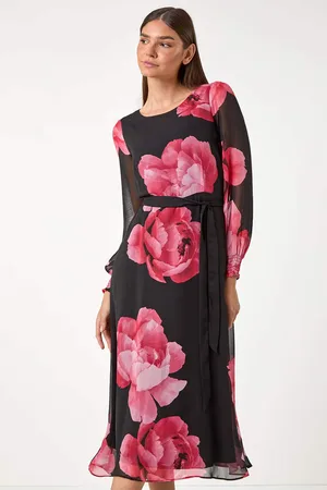Roman Floral Print Tie Detail Dress40