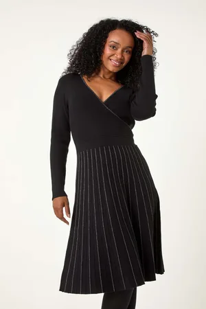 Roman Petite Metallic Pleat Knitted Dress44