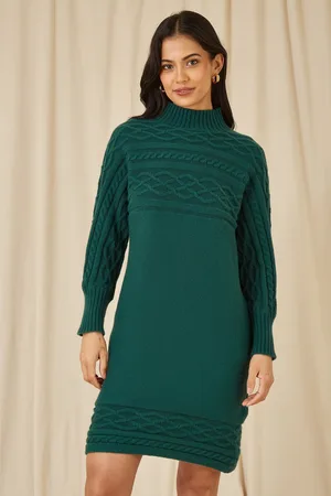 Yumi Roll Neck Knitted Dress With Fitted WaistL