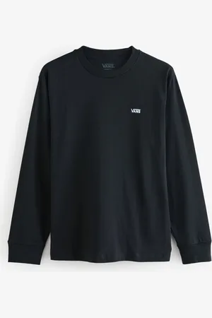 Vans Mens Loose Fit Small Logo Long Sleeved 100% Cotton Black T-ShirtSmall