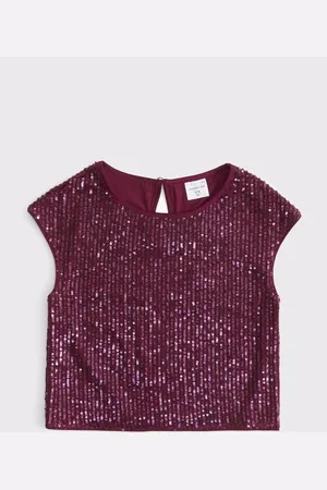Abercrombie & Fitch Red Sequin Occasion Sleeveless Cropped Top17