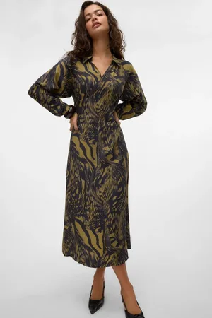 VERO MODA Printed Button Down Maxi Shirt Dress34