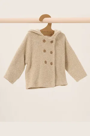 HOMEGROWN 100% Cotton Organic Twisted Double Knit Hooded CardiganTot 3 maanden (50