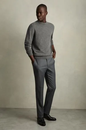Reiss Vince Wool Argyle Crew-Neck JumperL