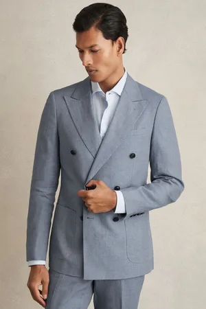 Reiss Warner Db Slim Fit Linen Double-Breasted Suit Blazer42r