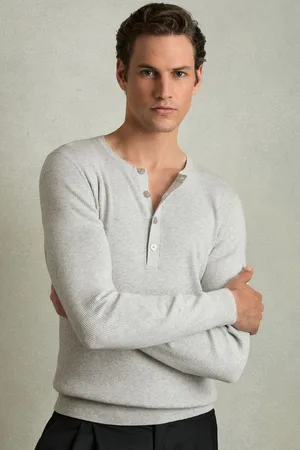Reiss Ashwell Rib Knit Henley JumperSmall
