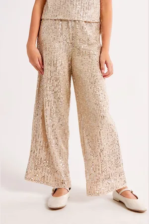Abercrombie & Fitch Sequin Gold Occasion Party Wide Leg Trousers13