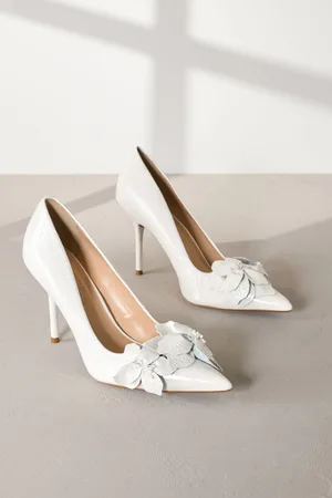 Next Signature Premium Leather Point Toe Flower Detail Court Shoeseu38