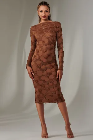 Jolie Moi Long Sleeve Textured Midi Dress40