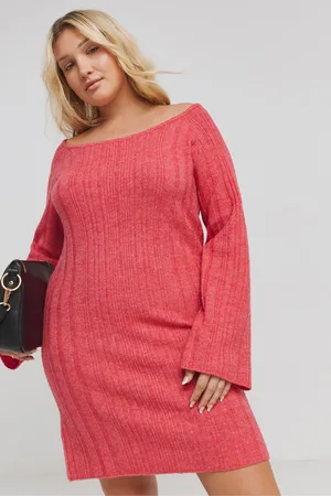 Simply Be Slash Neck Rib Mini Dress36-38