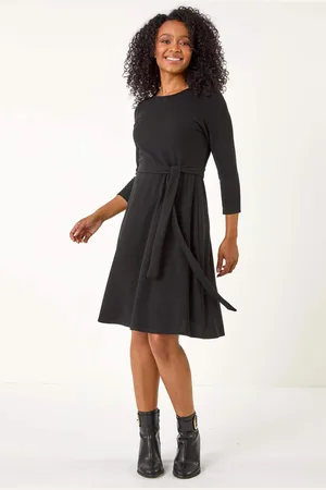Roman Petite Ribbed Tie Waist Detail Dress42
