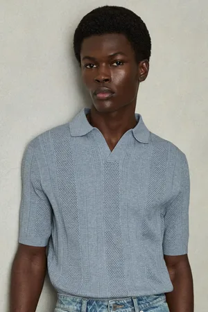 Reiss Kansas Textured-Stripe Knitted Polo ShirtXL