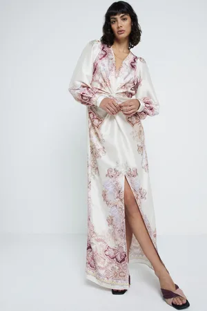 River Island Twist Front Printed V Neck Maxi Dress40