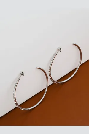 Karen Millen Gold Tone Crystal Sprinkle Large Hoop Earringseen