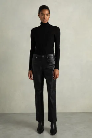 Reiss Verona Leather Slim-Leg Trousers40