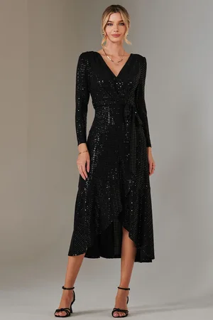 Jolie Moi Long Sleeve Metallic Spot Maxi Dress38