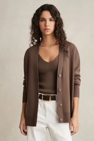 Reiss Lucy Lyocell Blend V-Neck CardiganS
