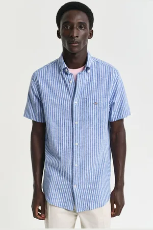 GANT Regular Fit Short Sleeve Striped 100% Cotton Linen ShirtM