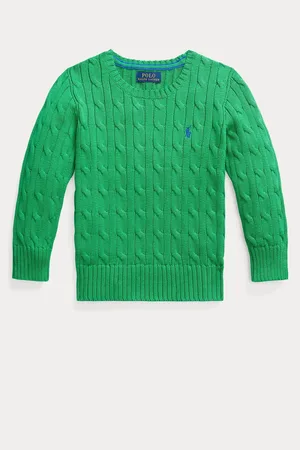 Ralph Lauren Boys Green Cable-Knit 100% Cotton Jumper24 maanden (92 cm)