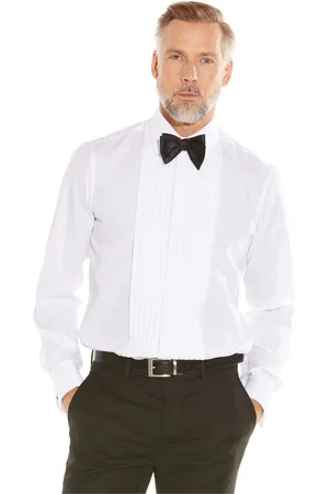 SAVILE ROW Slim Fit 100% Cotton Poplin Pleated Double Cuff Tuxedo White Shirt42cm R (UK 16.5 R)