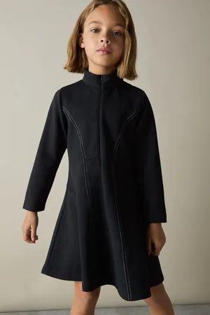 Reiss Kelly Jersey Contrast-Stitch Flared Dress4