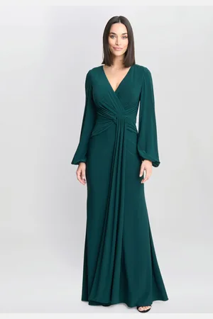 Gina Bacconi Green Petra Jersey Knot Front Maxi Dress40